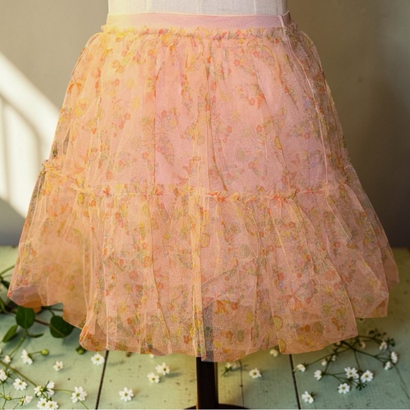Mini Boden Other - Mini Boden Pink Butterfly Tulle Skirt Girls 8-9Y 134 Floral Layered